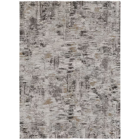 4' X 6' Gray Ivory And Brown Abstract Distressed Area Rug