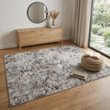 4' X 6' Gray Ivory And Brown Abstract Distressed Area Rug