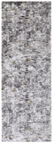 8' Gray Ivory And Brown Abstract Distressed Runner Rug