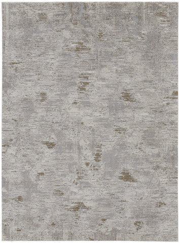 4' X 6' Gray Ivory And Tan Abstract Distressed Area Rug