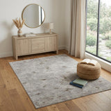 4' X 6' Gray Ivory And Tan Abstract Distressed Area Rug