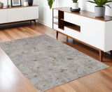 4' X 6' Gray Ivory And Tan Abstract Distressed Area Rug