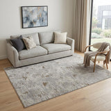 5' X 8' Gray Ivory And Tan Abstract Distressed Area Rug