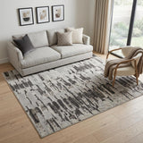 5' X 8' Gray and Ivory Abstract Power Loom Area Rug