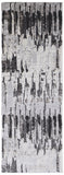 8' Gray And Ivory Abstract Runner Rug
