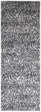 8' Gray And Ivory Abstract Runner Rug