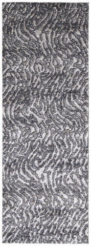 8' Gray And Ivory Abstract Runner Rug