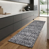 8' Gray And Ivory Abstract Runner Rug