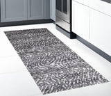 8' Gray And Ivory Abstract Runner Rug