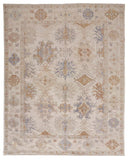 4' X 6' Ivory Tan And Blue Floral Hand Knotted Area Rug