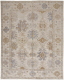 2' X 3' Ivory Tan And Blue Floral Hand Knotted Area Rug