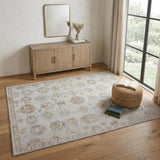 4' X 6' Gray and Ivory Floral Hand Knotted Area Rug
