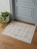 2' X 3' Ivory Silver And Tan Floral Hand Knotted Stain Resistant Area Rug