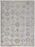 2' X 3' Ivory Silver And Tan Floral Hand Knotted Stain Resistant Area Rug