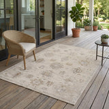 4' X 6' Tan and Brown Floral Hand Knotted Area Rug