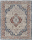 4' X 6' Gray Red And Blue Floral Area Rug
