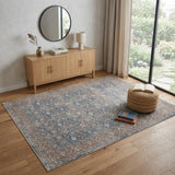 4' X 6' Blue Beige And Red Floral Area Rug