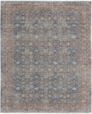 4' X 6' Blue Beige And Red Floral Area Rug