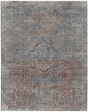 4' X 6' Blue Red And Gray Floral Area Rug