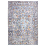 4' X 6' Blue And Gray Floral Medallion Area Rug