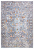 5' X 8' Blue And Gray Floral Medallion Area Rug