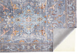 5' X 8' Blue And Gray Floral Medallion Area Rug