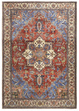 5' X 8' Blue And Orange Floral Medallion Area Rug