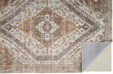4' X 6' Brown Ivory And Orange Medallion Area Rug