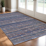 2' X 3' Blue Purple And Brown Floral Power Loom Area Rug