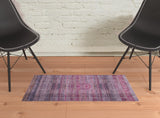 2' X 3' Pink And Purple Floral Power Loom Area Rug