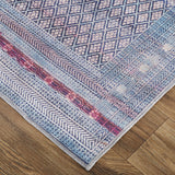 2' X 3' Tan Blue And Pink Striped Power Loom Area Rug