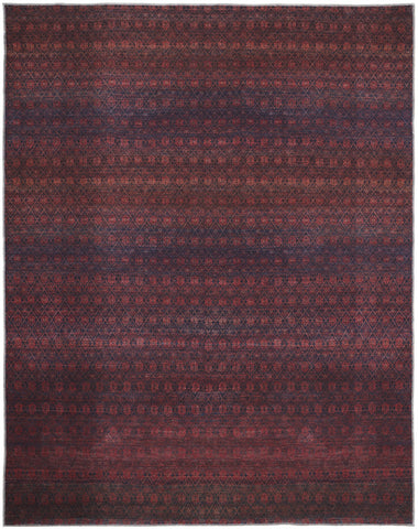 2' X 3' Red And Gray Striped Power Loom Area Rug