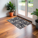 2' X 3' Ivory And Black Wool Geometric Hand Tufted Area Rug