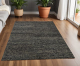 4' X 6' Gray And Black Wool Abstract Hand Woven Area Rug