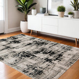 4' X 6' Black Gray And White Abstract Area Rug