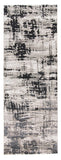 8' Black Gray And White Abstract Runner Rug
