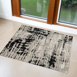 2' X 3' Black Gray And White Abstract Area Rug
