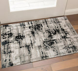 2' X 3' Black Gray And White Abstract Area Rug