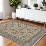 4' X 6' Tan Ivory And Gray Oriental Area Rug