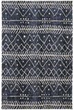 4' X 6' Blue And Ivory Striped Stain Resistant Area Rug