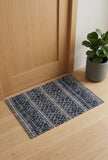 2' X 3' Blue And Ivory Striped Stain Resistant Area Rug