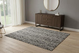 4' X 6' Gray Black And Ivory Striped Stain Resistant Area Rug