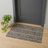 2' X 3' Gray Black And Ivory Striped Stain Resistant Area Rug