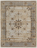 5' X 8' Tan Brown And Gray Power Loom Distressed Area Rug
