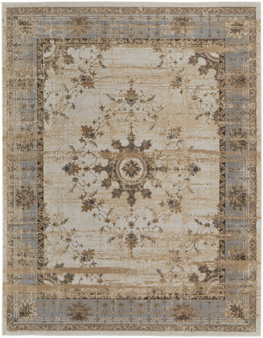 5' X 8' Tan Brown And Gray Power Loom Distressed Area Rug