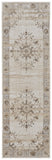 8' Tan Brown And Gray Oriental Distressed Runner Rug