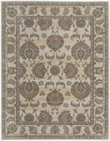 4' X 6' Tan Ivory And Brown Power Loom Area Rug