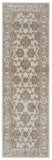 8' Tan And Brown Oriental Distressed Runner Rug