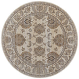 8' Tan And Brown Oriental Distressed Round Rug
