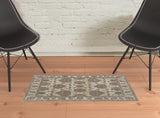 2' X 3' Tan And Brown Oriental Area Rug